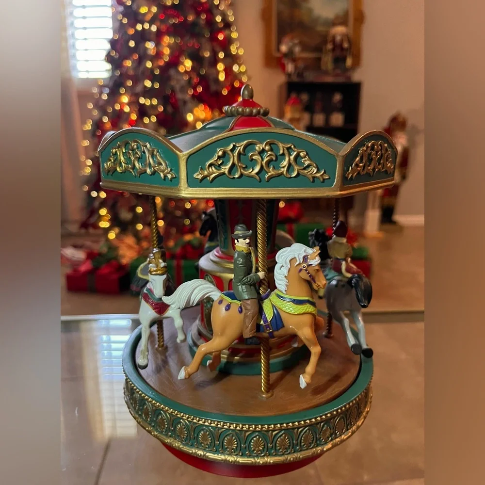 Vintage Mr Christmas Animated Holiday Carousel Merry Go Round Musical